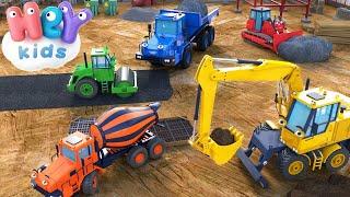 Veículos De Construção  Escavadeira, Caminhoes | Música infantil e desenhos animados - HeyKids