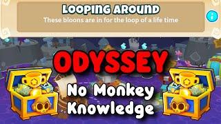 Odyssey Hard Mode | Free Hero + No Monkey Knowledge | BTD6 Tutorial | Looping Around