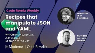 Code Remix Weekly | Recipes that manipulate JSON and YAML