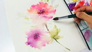 [LVL3] Watercolor flower painting wet into wet