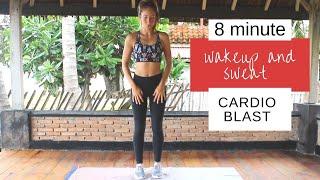 8 MINUTE CARDIO BLAST WORKOUT- Wakeup and Sweat/ No Equipment | Nadia Redel