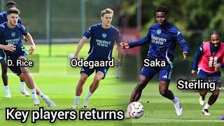 Odegaard in training several key players returns B. Saka, D. Rice, troassard, Kai Havertz at Sobha