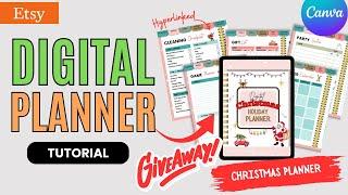 How To Create Digital Planner For Holiday In Canva With Hyperlinked Tabs!! | Giveaway