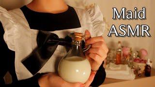 |ASMR MAID RP| Preparing my Lady for Bed on a Rainy Night ️ (facial care, hair brushing, foot bath)