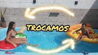 desafio piscina , trocar de boia sem cair na água .