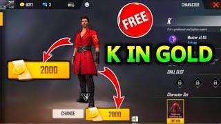 How To Unlock K Character In Gold In Free Fire | K Character In Gold | Free K Character |