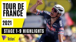 Tour de France 2021: Stage 1-9 Highlights | Mathieu Van der Poel and Tadej Pogačar light up Week 1