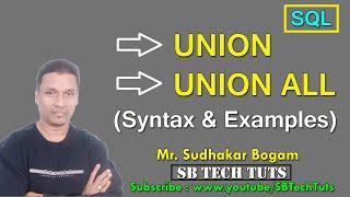 Union and Union All in SQL | Union and Union All Syntax with Examples in sql | SQL Queries | DBMS