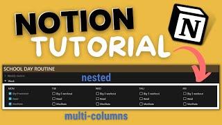 How to create nested multi-columns in Notion | Notion tutorial