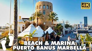 PUERTO BANÚS Marbella Beach & Marina ‍ Walking Tour [4K UHD] | Costa del Sol Spain 