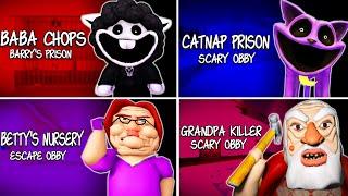 Pomni Plays Roblox Obby In Baba Chops Barry's, Betty's Nursery, Catnap Prison Run, Evil Grandpa