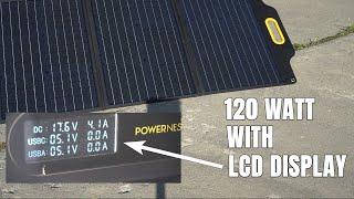 Finally a portable solar panel with built-in output display! Powerness 120 Watt