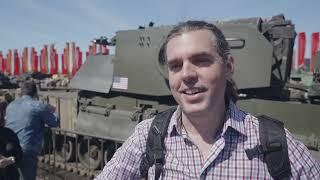 Americans and French at an exhibition of captured NATO military equipment in Moscow