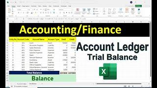 Ledger account trial balance with account type excel