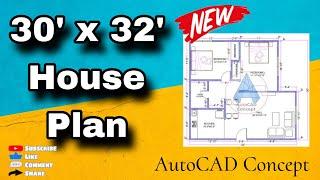 30'x32' House Plan | 30 by 32 Home Plan | Ghar ka Naksha | 960 Sqft house plans @autocadconcept