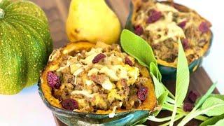 Sausage and Pear Stuffed Acorn Squash