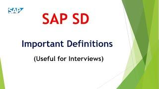 SAP SD Important definitions || SAP SD Tutorials