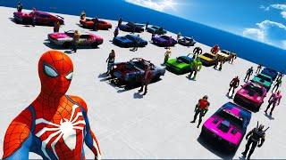 Spiderman and SuperHero Friends - Muscle Сars Skill Test Challenge GTA V mods