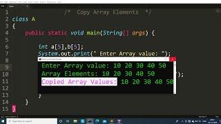 Java program to copy all elements of one array to another | Learn Coding