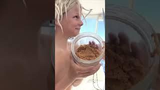 Making peanut butter on the ocean… yum! #sailingfamily #family #sailing #kids