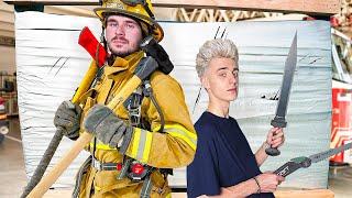 100 Layers Challenge Against a Real Firefighter !