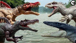 Spinosaurus,Indominus Rex, Mosasaurus, T-Rex  Jurassic World| WARRING TITANS|  MrSpino