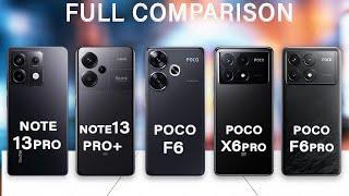 Poco F6 Vs Poco F6 Pro Vs Poco X6 Pro Vs Redmi Note 13 Pro Vs Redmi Note 13 Pro+ Specs Review