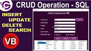 Complete CRUD in VB.Net With SQL | Insert Delete Update Search in VB.Net With SQL Source Code