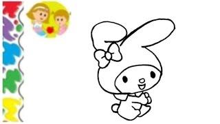 draw my melody | Sanrio | melody colouring cute easy melody drawing tutorials