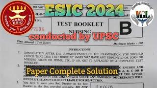ESIC EXAM 2024 CONDUCTED BY UPSC ANSWERS OF SERIES B