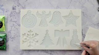 #2104 Sparkly Resin 3D Bloom Christmas Ornaments