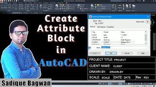 How To Create Attribute in AutoCAD Explained in Hindi