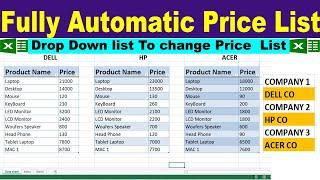 How to Create Automatic Price list in Excel by learning center in Urdu/hindi