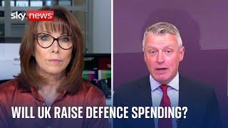 When will the UK raise defence spending to 2.5% of GDP?