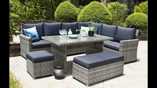 Palma – Corner Rattan Garden Lounge Set – 9 Seater - Dark Grey | Out & Out