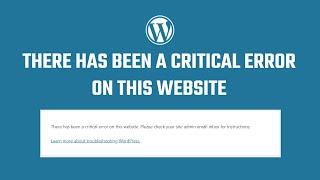 Fix: There has been a critical error on this website #WordPress 53