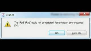 The iPad could not be restored. An unknown error occurred (14)