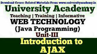 WT43:JavaScript |Introduction To AJAX | What is AJAX |AJAX  Technologies|How AJAX Works| Hindi