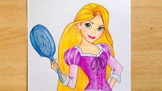 How to Draw RAPUNZEL from Tangled | Easy Step-by-Step for Beginners