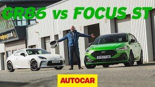 Toyota GR86 vs Ford Focus ST Track Pack - FWD vs RWD track battle | Autocar