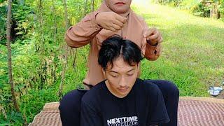 Hair Cracking head Massage and neck Cracking/ jetut rambut cowok/ Ceklukan