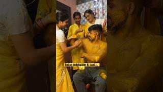 Watch till the end  bodybuilder mummy be like  #haldi #bodybuilder #comedyvideo #haldiceremony