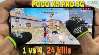 Poco x5 pro 1 vs 4 free fire gameplay 3 finger handcam onetap headshot snapdragon 778G CPU