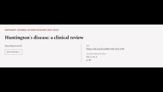 Huntingtons disease: a clinical review | RTCL.TV