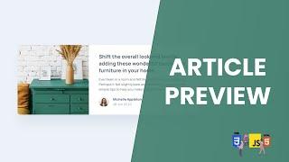 Build an Article Preview Component | HTML, CSS, JavaScript | Frontend Mentor