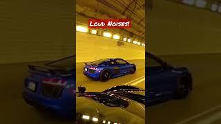 Audi R8 V10 Plus with Quicksilver exhaust and modified McLaren 570s make noise in tunnels! #shorts