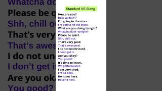 Standard VS Slang English ● #english #vocabulary #learning