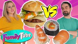 Mama ‍️ VS Papa ‍️  Hamburguesa VS SUSHI  CASERO