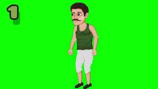 Green screen Cartoon Video, Green Screen Village man cartoon character with different acts Free