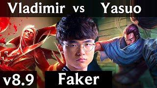 SKT T1 Faker - VLADIMIR vs KSV Crown - YASUO (MID) ~ Legendary ~ Korea Challenger ~ Patch 8.9